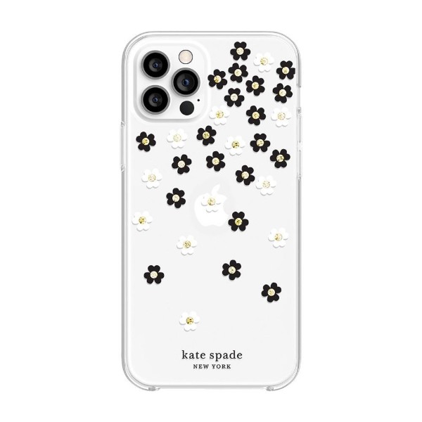 Фото - Чехол для смартфона Kate Spade New York Protective Hardshell Case (1-PC Comold) for iPhone 12 Pro Scattered Flowers Black/White/Gold Gems/Clear/White (KSIPH-153-SFLBW)