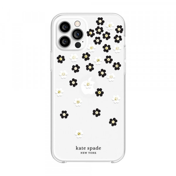 Фото - Чохол для смартфону Kate Spade New York Protective Hardshell Case (1-PC Comold) for iPhone 12 Pro Max Scattered Flowers Black/White/Gold Gems/Clear/White (KSIPH-154-SFLBW)