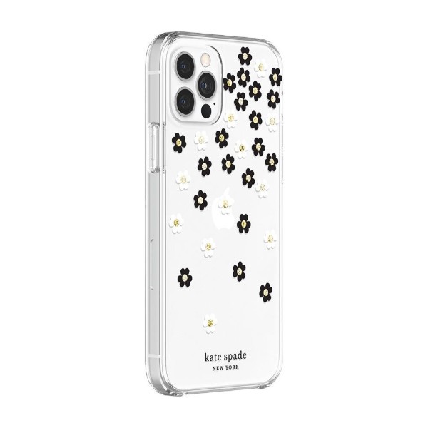 Фото - Чехол для смартфона Kate Spade New York Protective Hardshell Case (1-PC Comold) for iPhone 12 Pro Scattered Flowers Black/White/Gold Gems/Clear/White (KSIPH-153-SFLBW)