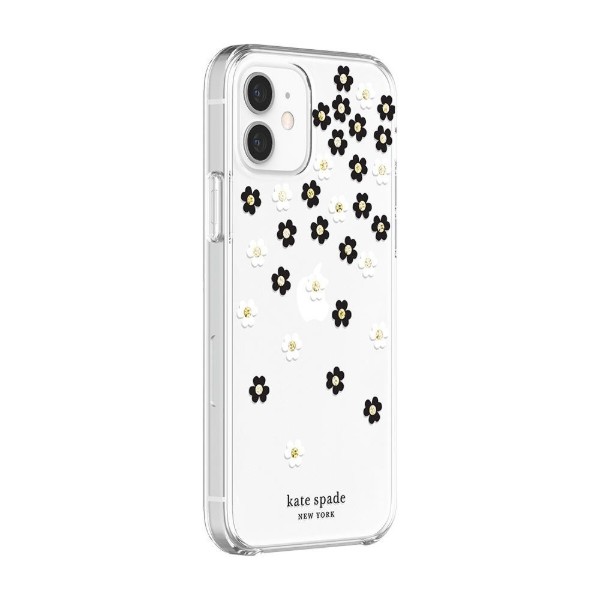 Фото - Чехол для смартфона Kate Spade New York Protective Hardshell Case (1-PC Comold) for iPhone 12 Pro Scattered Flowers Black/White/Gold Gems/Clear/White (KSIPH-153-SFLBW)