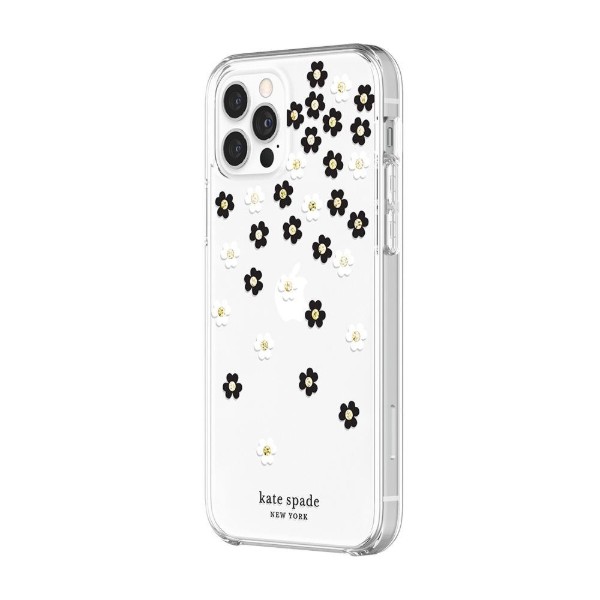 Фото - Чехол для смартфона Kate Spade New York Protective Hardshell Case (1-PC Comold) for iPhone 12 Pro Scattered Flowers Black/White/Gold Gems/Clear/White (KSIPH-153-SFLBW)