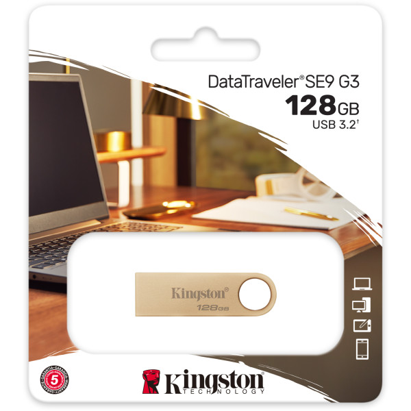 Фото - Уцінка - Флеш USB Kingston DT SE9 G3 128GB USB 3.2 Gold (DTSE9G3/128GB)
