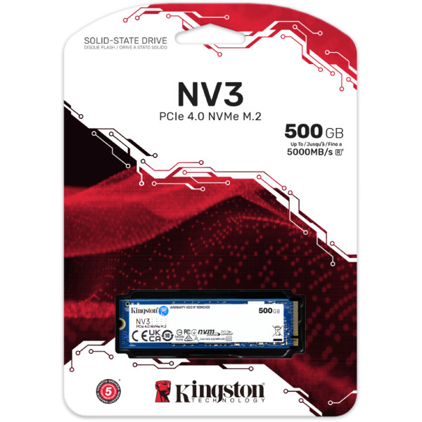 Фото - SSD-накопичувач внутрішній Kingston NV3 500GB M.2 2280 NVMe PCIe 4.0 x4 3D NAND (SNV3S/500G)