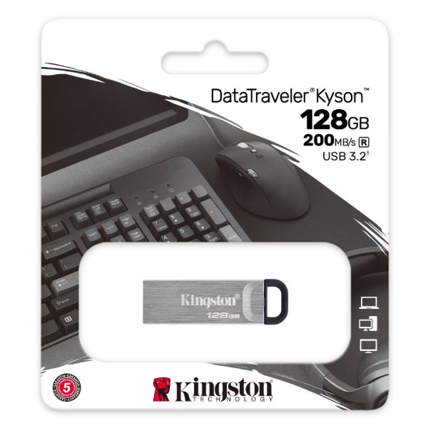 Фото - Флеш USB Kingston DataTraveler Kyson 128GB USB 3.2 Silver-Black (DTKN/128GB)