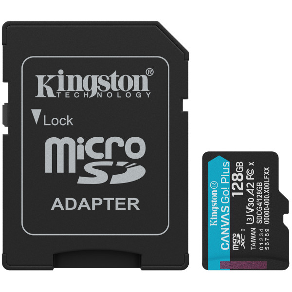 Фото - Карта пам'яті Kingston MicroSDXC 128GB Canvas Go! Plus G4 Class 10 UHS-I U3 V30 A2 + SD-adapter (SDCG4/128GB)