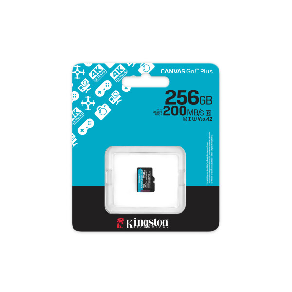 Фото - Карта пам'яті Kingston MicroSDXC 256GB Canvas Go! Plus G4 Class 10 UHS-I U3 V30 A2 (SDCG4/256GBSP)