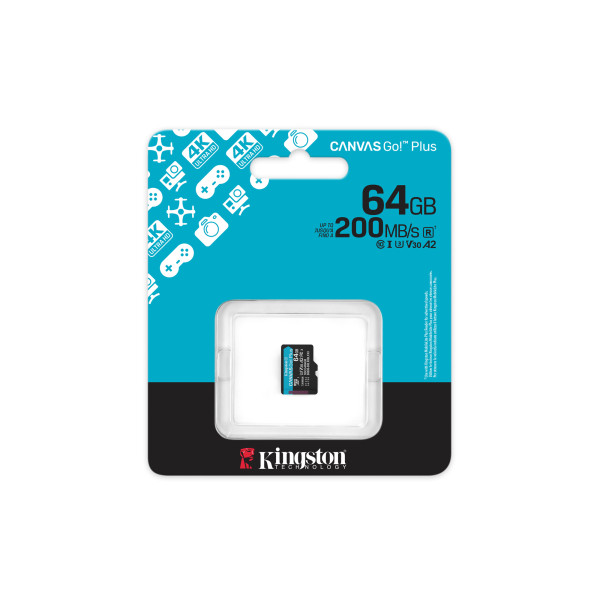 Фото - Карта пам'яті Kingston MicroSDXC 64GB Canvas Go! Plus G4 Class 10 UHS-I U3 V30 A2 (SDCG4/64GBSP)