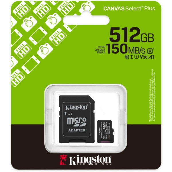 Фото - Карта пам'яті Kingston 512GB microSDXC Canvas Select Plus Gen3 (SDCS3/512GB)