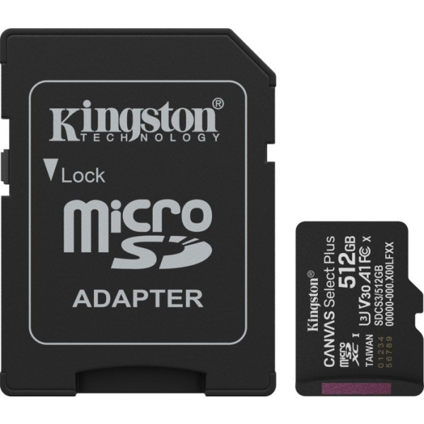 Фото - Карта пам'яті Kingston 512GB microSDXC Canvas Select Plus Gen3 (SDCS3/512GB)