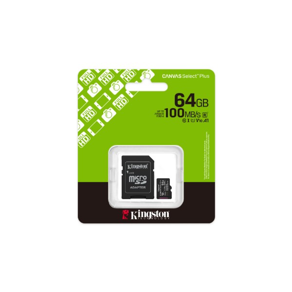 Фото - Карта памяти Kingston 64GB microSDXC Canvas Select Plus Gen3 (SDCS3/64GB)