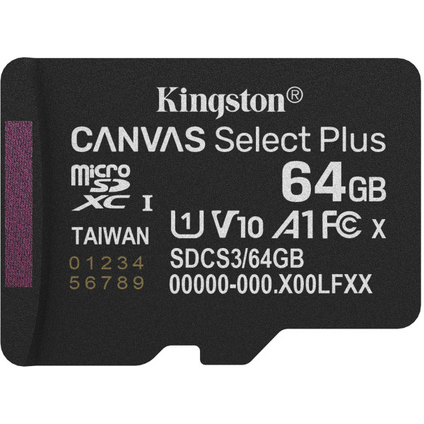 Фото - Карта пам'яті Kingston 64GB microSDXC Canvas Select Plus Gen3 (SDCS3/64GBSP)