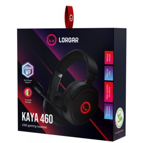Фото - Гарнітура дротова ігрова Lorgar Kaya 460 Gaming RGB USB Black (LRG-GHS460)