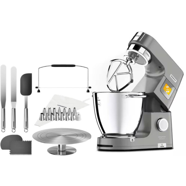 Фото - Комплект техніки Kenwood Кухонна машина і комбайн + Кухарський набір приладдя Kenwood KWL90.244SI Chef Patissier XL + Кондитерський набір KWSD100