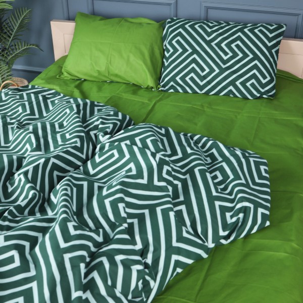 Фото - Комплект постельного белья MirSon King Size 220х240 см 17-0632 Diamond Emerald Бязь (2200008466091)