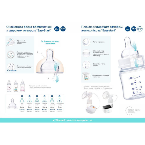 Фото - Пляшка для годування Canpol babies з широким отвором антиколікова Easystart 120 мл зелена (35/220_gre)