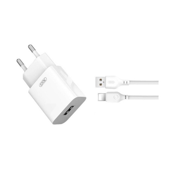 Фото - Уцінка - Мережевий зарядний пристрій XO 2.4A/1USB + lightning White (L99-L-WH)