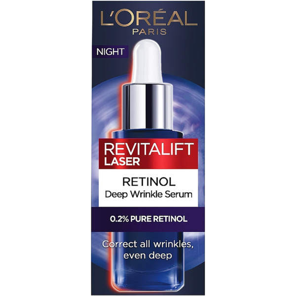 Фото - Сироватка для обличчя L'Oreal Revitalift Laser нічна сироватка з ретинолом проти глибоких зморшок 30 мл (3600524229115)