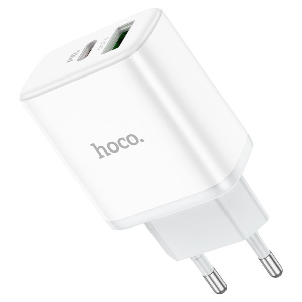 Фото - Сетевое зарядное устройство HOCO C105A Stage dual port PD20W+QC3.0 charger White (6931474782946)
