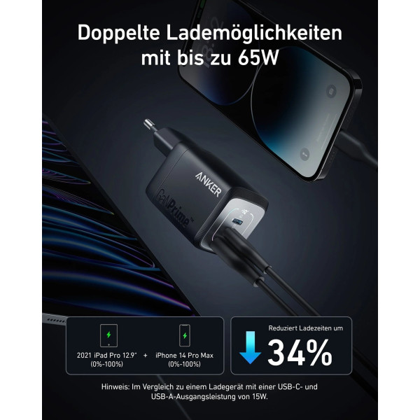 Фото - Мережевий зарядний пристрій Anker GaNPrime Charger 67W 2xUSB-C PD&1xUSB-A Black (A2669313)