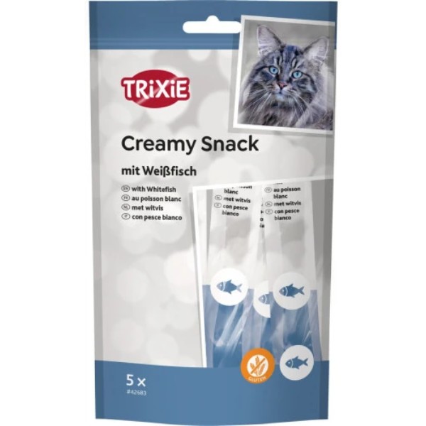 Фото - Ласощі для котів Trixie Creamy Snacks з білою риби 5 шт. 14 г (4011905426839)