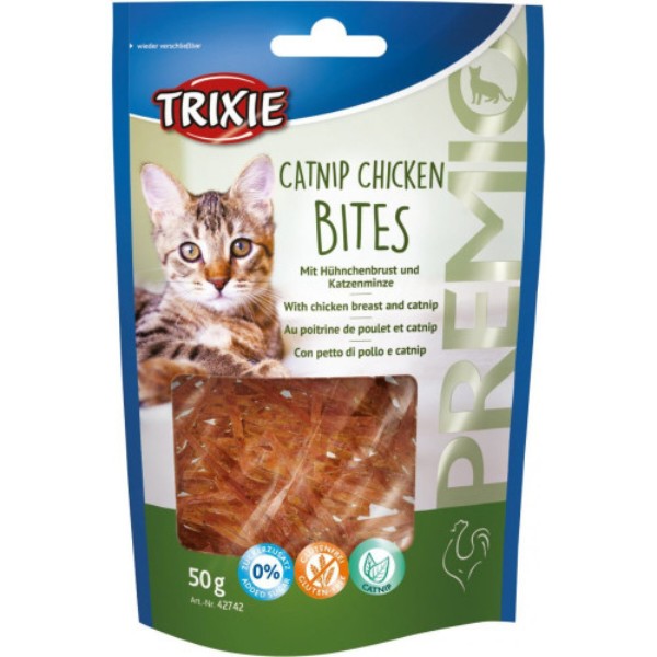 Фото - Ласощі для котів Trixie Premio Bites with Chicken Breast & Catnip шматочки з курячою грудкою і котячою м’ятою 50 г (4011905427423)