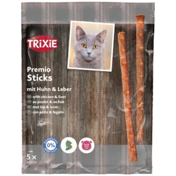 Фото - Ласощі для котів Trixie Premio Sticks Quintett with Poultry/Liver палички з домашньою птицею та печінкою 5 г 5 шт. (4011905427249) Фото - Ласощі для котів Trixie Premio Sticks Quintett with Poultry/Liver палички з домашньою птицею та печінкою 5 г 5 шт. (4011905427249)