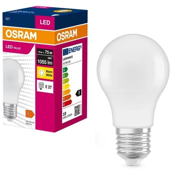 Фото - Лампочка світлодіодна Osram LED E27 10Вт 1055Лм 3000К A75 (4058075630239)