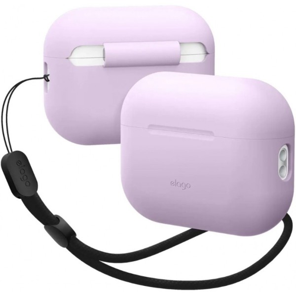 Фото - Чохол для навушників Elago Silicone Basic Case with Nylon Lanyard Lavender for Airpods Pro 2nd Gen (EAPP2SC-BA+ROSTR-LV)