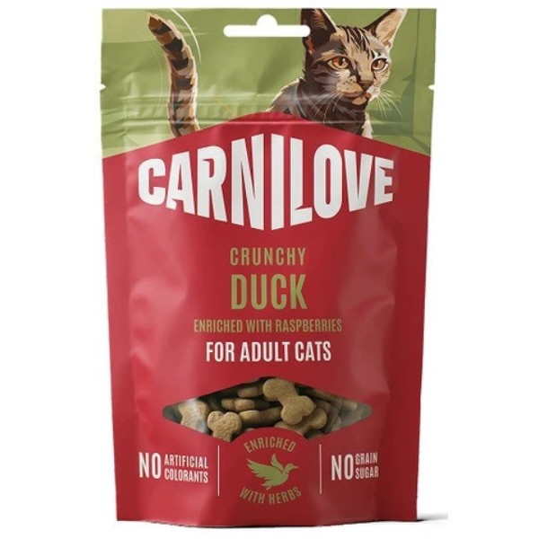 Фото - Ласощі для котів Carnilove Crunchy Snack Duck with Raspberries хрусткі качка і малина 50 г (8595602582518)