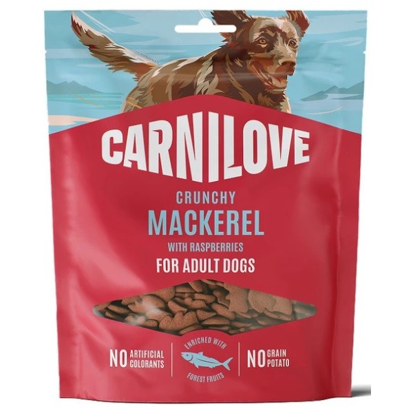 Фото - Ласощі для собак Carnilove Crunchy Snack Mackerel with Raspberries хрусткі скумбрія і малина 200 г (8595602582617)