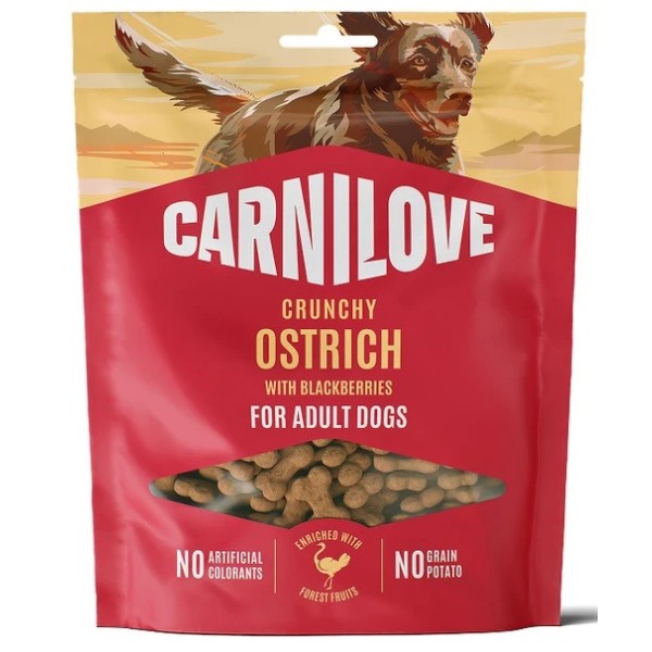 Фото - Ласощі для собак Carnilove Crunchy Snack Ostrich with Blackberries хрусткі страус і ожина 200 г (8595602582587)