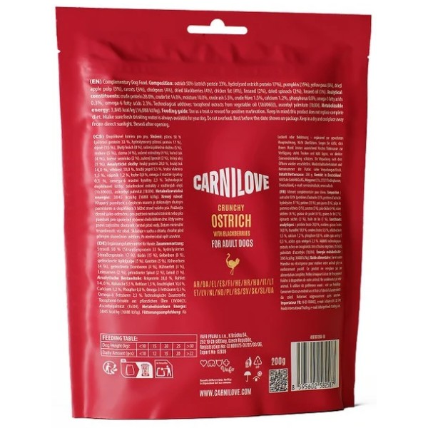 Фото - Ласощі для собак Carnilove Crunchy Snack Ostrich with Blackberries хрусткі страус і ожина 200 г (8595602582587)