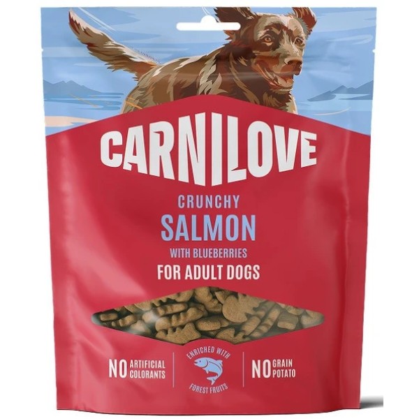 Фото - Ласощі для собак Carnilove Crunchy Snack Salmon with Blueberries хрусткі лосось і лохина 200 г (8595602582600)