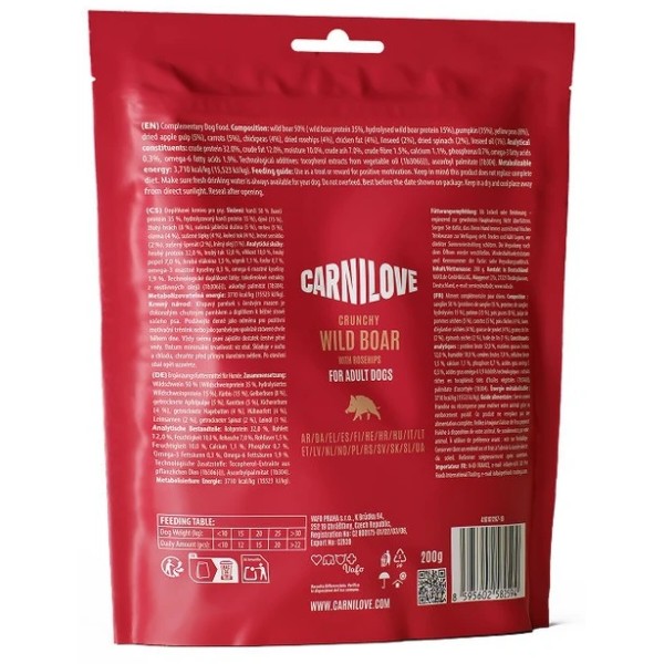 Фото - Ласощі для собак Carnilove Crunchy Snack Wild Boar with Rosehips хрусткі дикий кабан і шипшина 200 г (8595602582594)