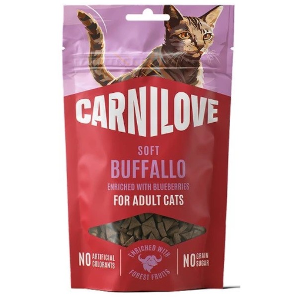 Фото - Ласощі для котів Carnilove Soft Snack Buffallo with Blueberries м'які буйвол і лохина 50 г (8595602582563)