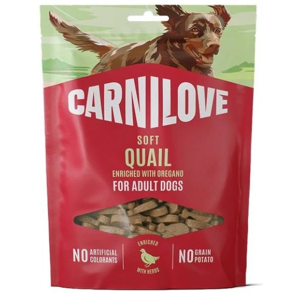 Фото - Ласощі для собак Carnilove Soft Snack Quail with Oregano м'які перепілка та орегано 200 г (8595602582655)