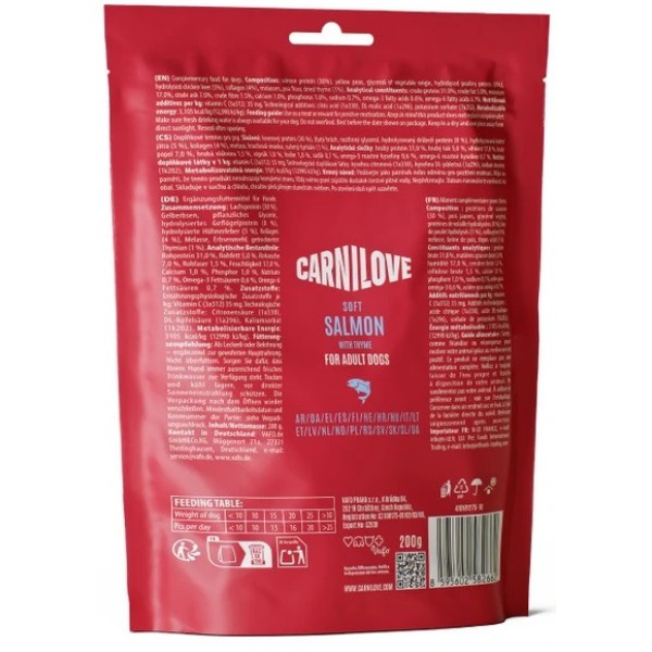Фото - Ласощі для собак Carnilove Soft Snack Salmon with Thyme м'які лосось і чебрець 200 г (8595602582662)