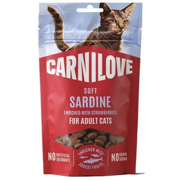 Фото - Ласощі для котів Carnilove Soft Snack Sardine with Strawberry м'які сардина і полуниця 50 г (8595602582556)