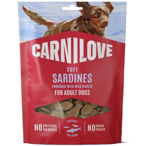 Фото - Ласощі для собак Carnilove Soft Snack Sardines with Wild garlic м'які сардини і дикий часник 200 г (8595602582624) Фото - Ласощі для собак Carnilove Soft Snack Sardines with Wild garlic м'які сардини і дикий часник 200 г (8595602582624)