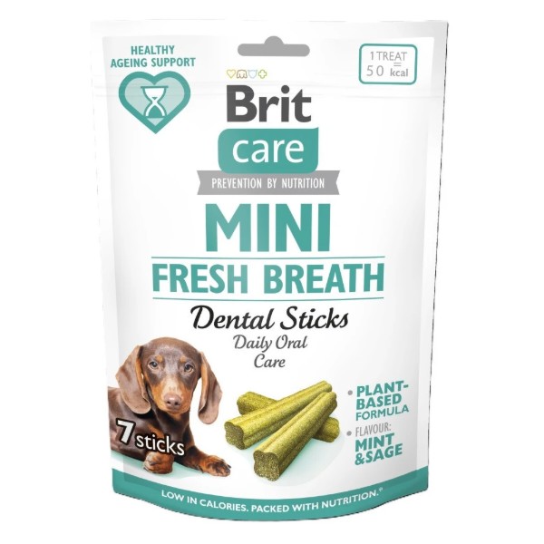 Фото - Ласощі для собак Brit Care Mini Treats Fresh Breath малих порід для зубів і свіжості подиху 7 шт./120 г (8595602578580)