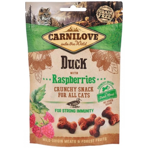 Фото - Ласощі для котів Carnilove Cat Crunchy Snack Duck with Raspberries для міцного імунітету з качкою та малиною 50 г (8595602527199) Фото - Ласощі для котів Carnilove Cat Crunchy Snack Duck with Raspberries для міцного імунітету з качкою та малиною 50 г (8595602527199)