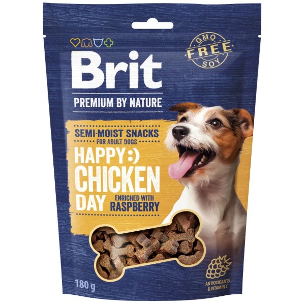 Фото - Лакомство для собак Brit Premium Semi-moist Snacks Chicken with Raspberry 180 г (8595602573912)