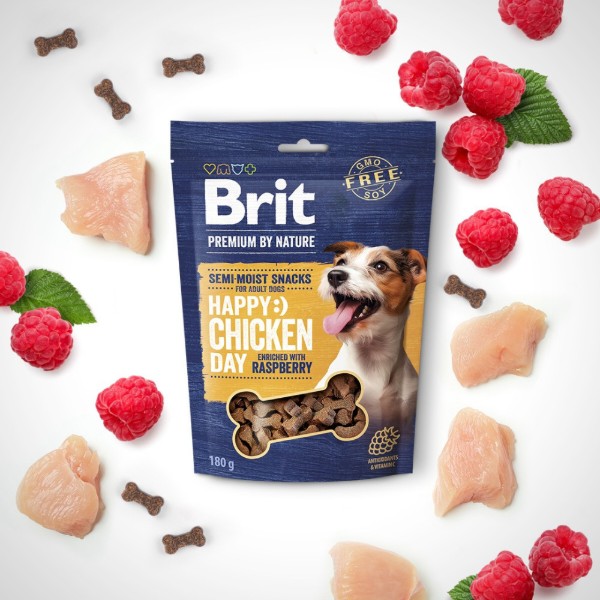 Фото - Лакомство для собак Brit Premium Semi-moist Snacks Chicken with Raspberry 180 г (8595602573912)