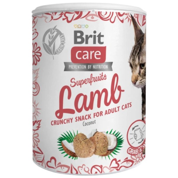 Фото - Ласощі для котів Brit Care Superfruits Snack Lamb з ягням і кокосом 100 г (8595602555697)