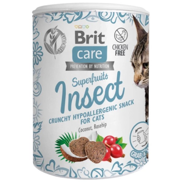 Фото - Ласощі для котів подушечки Brit Care Superfruits Snack Insect з комахами кокосом і шипшиною 100 г (8595602555703) Фото - Ласощі для котів подушечки Brit Care Superfruits Snack Insect з комахами кокосом і шипшиною 100 г (8595602555703)