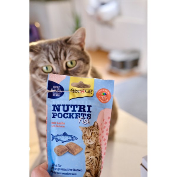Фото - Ласощі для котів GimCat Nutri Pockets Рибні Лосось 60 г (4002064419626)