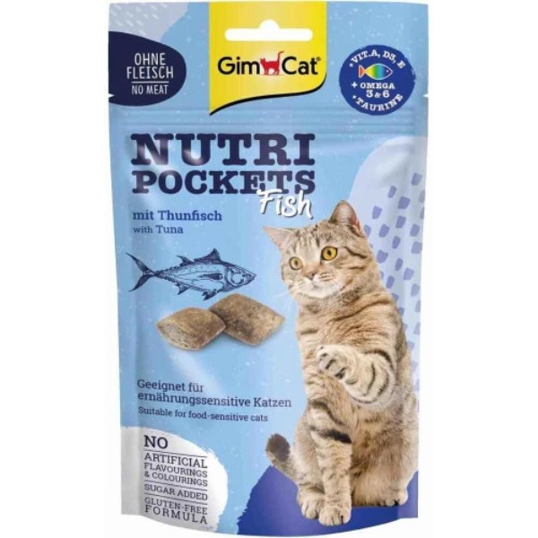 Фото - Лакомство для кошек подушечки GimCat Nutri Pockets Рыбные Тунец 60 г (4002064419633)