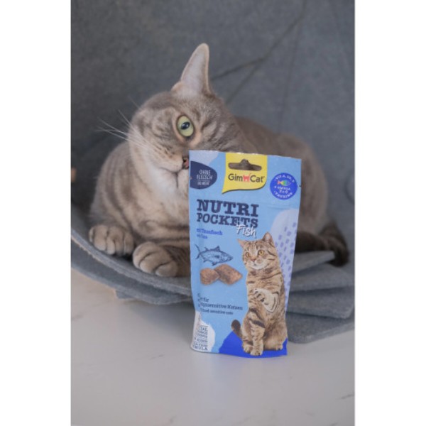 Фото - Лакомство для кошек подушечки GimCat Nutri Pockets Рыбные Тунец 60 г (4002064419633)
