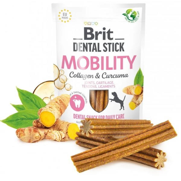 Фото - Лакомство для собак Brit Dental Stick Mobility с коллагеном и куркумой для мобильности суставов 7 шт. 251 г (8595602564361)