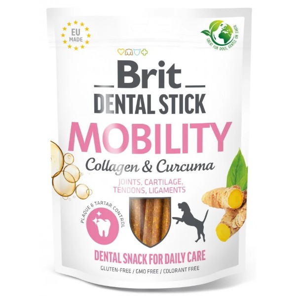 Фото - Лакомство для собак Brit Dental Stick Mobility с коллагеном и куркумой для мобильности суставов 7 шт. 251 г (8595602564361)